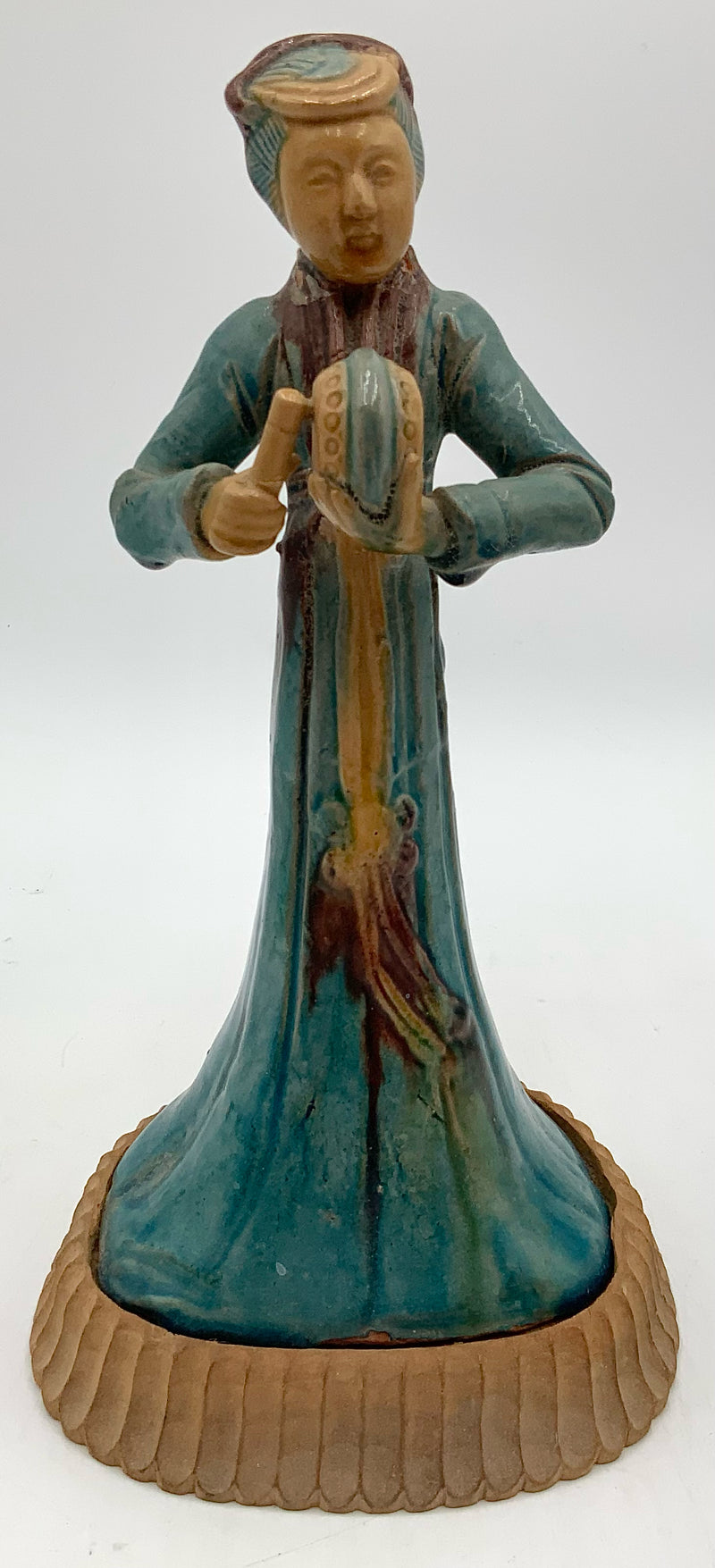 Chinese Terra Cotta Tomb Figure on Wood Stand