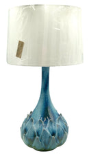 Blue Ceramic Artichoke Motif Lamp