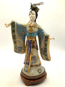 Vintage Chinese Cloisonne Figure of Woman With Bird