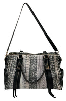 AIMEE KESTENBERG Black/White Printed Lea Double Handle Shoulder Bag