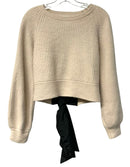 ASTR Cream Wool Blend Black Tie Back L/S Sweater