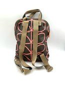 ORLA KIELY Brown Pink Stem Pattern Coated Jacquard Backpack