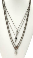 DOLCE & GABBANA Silvertone Quad Strand Multi Charm Necklace