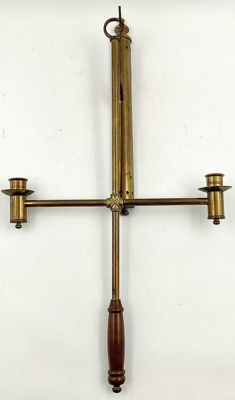 Vintage Brass Double Arm Cross Candle Wall Sconce