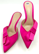 GIANVITO ROSSI Fuchsia Satin Bow Mules 37