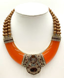HEIDI DAUS Bronze Tone Metal, Topaz, Resin & Rhinestone Necklace