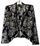 EVA VARRO Navy/Silver Metallic Damask Velvet Skinny Pants & Jacket