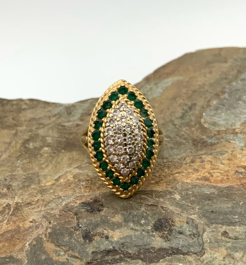 14kt Gold, Diamond & Emerald Ring
