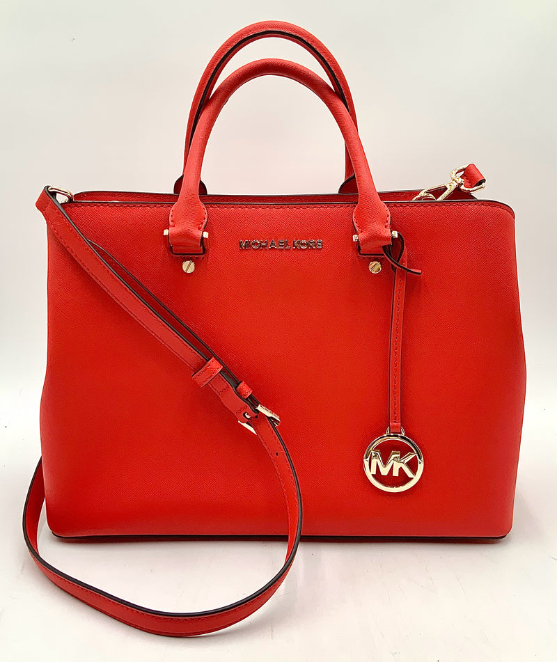 MICHAEL KORS Poppy Red Saffiano Leather Top Handle Satchel