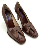 RALPH LAUREN Brown Leather Tassel H/H Pumps 8.5