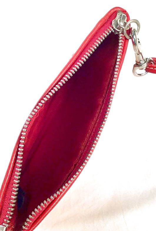 COACH Vintage Red Leather Signature Print Wristlet