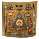 HERMES Gold Brown Orange Blue Silk Tibet Scarf AS IS