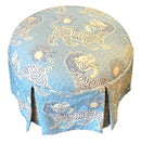Custom BLue & White Skirted Footstool