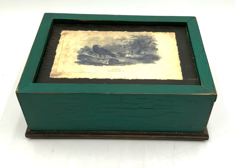Scavenger Handmade Wood Box with Raven Motif