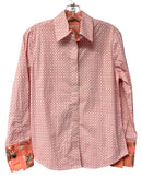 TIZZIE Pink/White Geo Print w/Contrasting Cuff L/S B/D Top