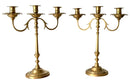 Pair of Antique Three Arm Brass Candlesticks
