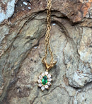 14kt Gold, Diamond & Tsavorite Garnet Necklace