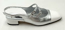 CAREL White Patent Captoe/Silver Lea Slingbacks 8.5