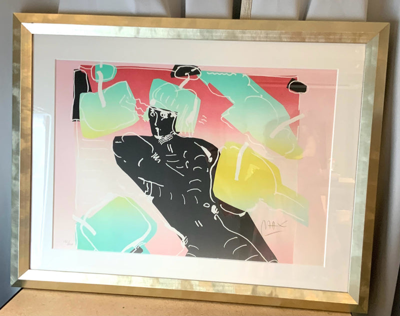 "The Dancer" by Peter Max Signed Lithograph in Silver Frame