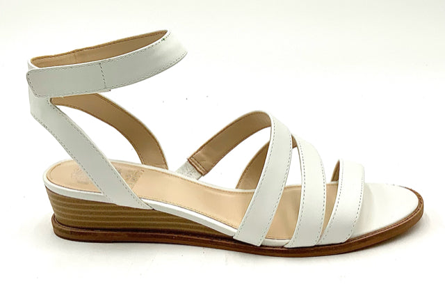 VINCE CAMUTO White Leather Pure Ankle Strap Wedge Sandals 9.5
