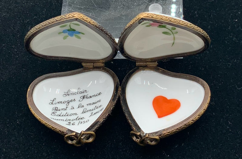 Limoges Two Hearts Porcelain Trinket Box