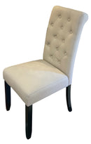 Pair of Tufted Dining Chairs With Linen Upholstery