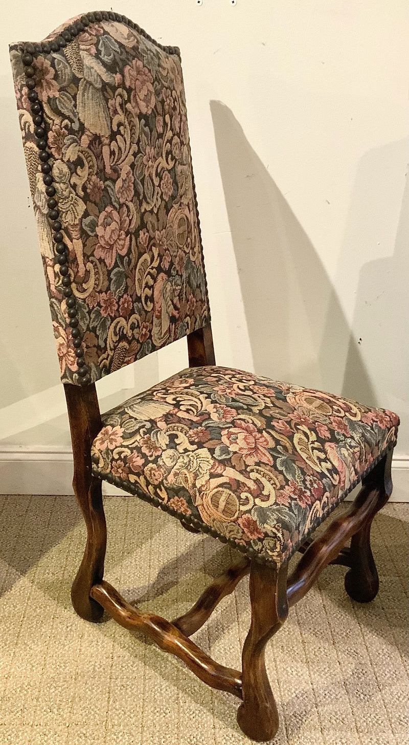 Set/6 Tapestry Upholstered Dining Chairs with Nailhead Trim