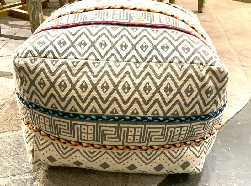 Bohomian Pouf w Braided Accent Cording