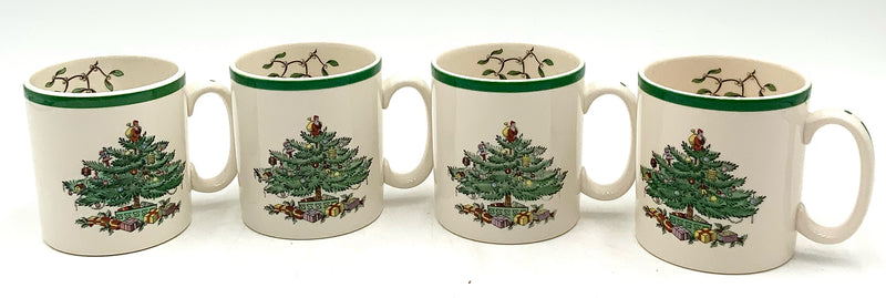 Set/4 England Spode Christmas Tree Mugs