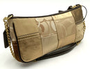 COACH Vintage Gold Leather Brown Suede Sigtaure Patchwork Demi Chain Bag