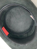 AMERICAN HAT MAKERS Black Leather Lil Evil Band Marlow Hat Sz L