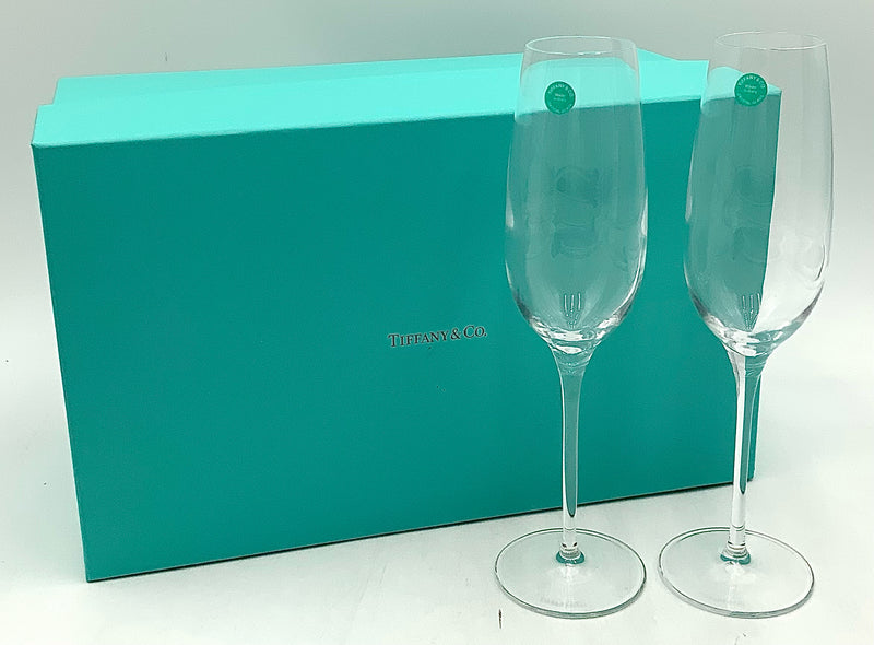 Pair of Tiffany & Co. Italian Crystal Champagne Flutes