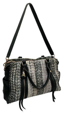 AIMEE KESTENBERG Black/White Printed Lea Double Handle Shoulder Bag