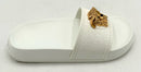 VERSACE White Goldtone Logo Gomma Palazzo Slides 36