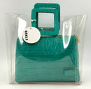 STAUD Jade Embossed Leather Clear Shirley Tote Bag