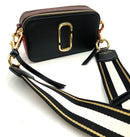MARC JACOBS Black Red Brown Coated Saffiano Leather Crossbody Bag