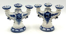 Pair of Russian Ceramic Blue & White Candlesticks