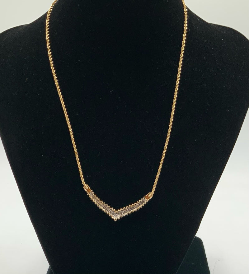 14kt Gold Necklace w/Chevron-Shaped Diamond Pendant