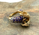 14kt Gold & Blue Enamel Bypass Ring