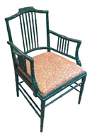 Set/4 Green Lacquer Faux Bamboo Dining Chairs