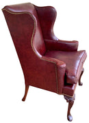 Hickory Chair Oxblood Leather Wing Chair