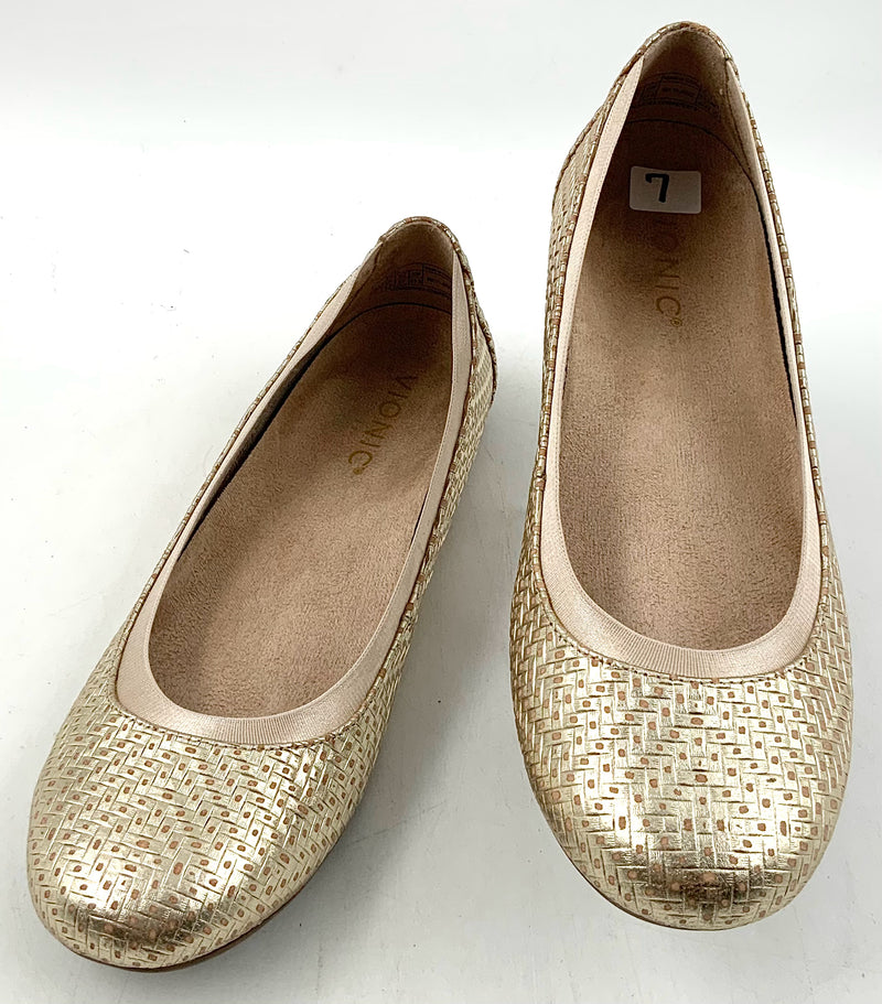 VIONIC Gold Lea Geo Anita Flats 7