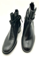 LOUIS VUITTON Black Leather Buckle Detail Ankle Boots 7
