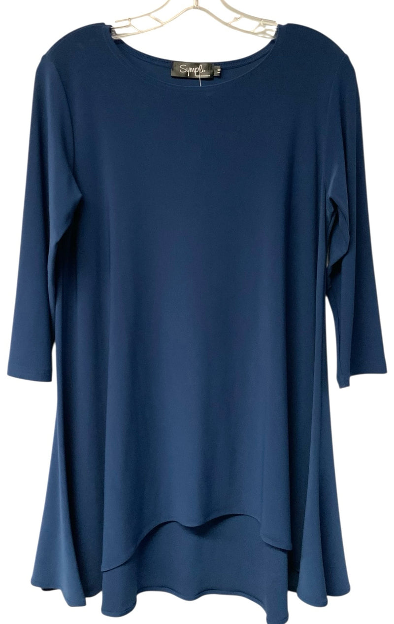 SYMPLI Teal H/Lo 3/4 Sleeve A-Line Tunic
