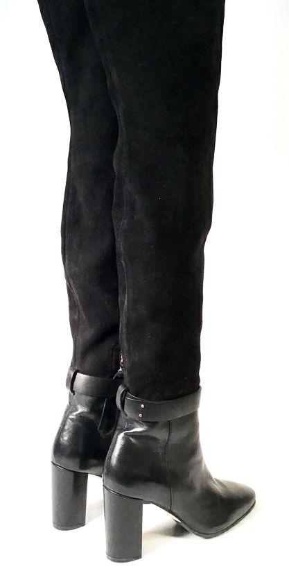 STUART WEITZMAN Black Leather Suede Hybrid Bama Tall Luna Boots 7.5