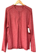LULULEMON Red Marled Knit Snap Button L/S Henley Top