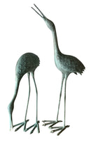 Pair of Verdigris Bronze Cranes