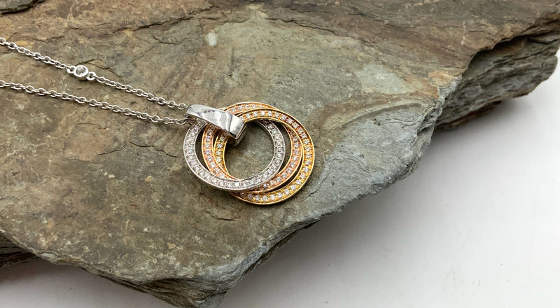 18kt Yellow/White/Rose Gold & Diamond Necklace