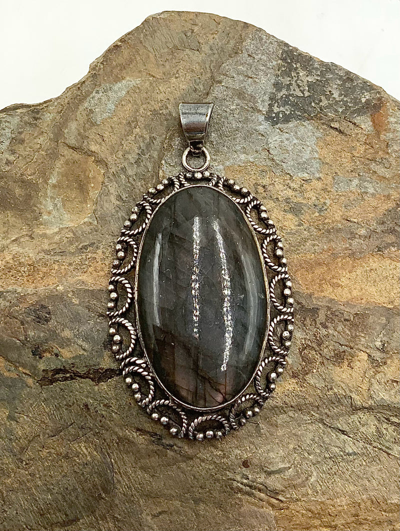 Sterling & Labradorite Large Pendant