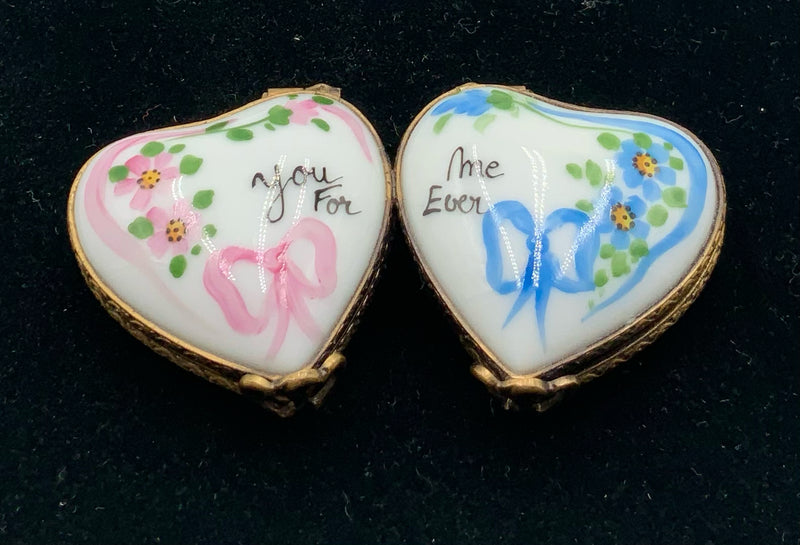 Limoges Two Hearts Porcelain Trinket Box